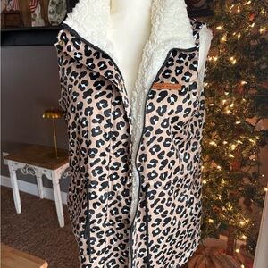 Simply Southern Leopard Print Vest with Cream Lining
